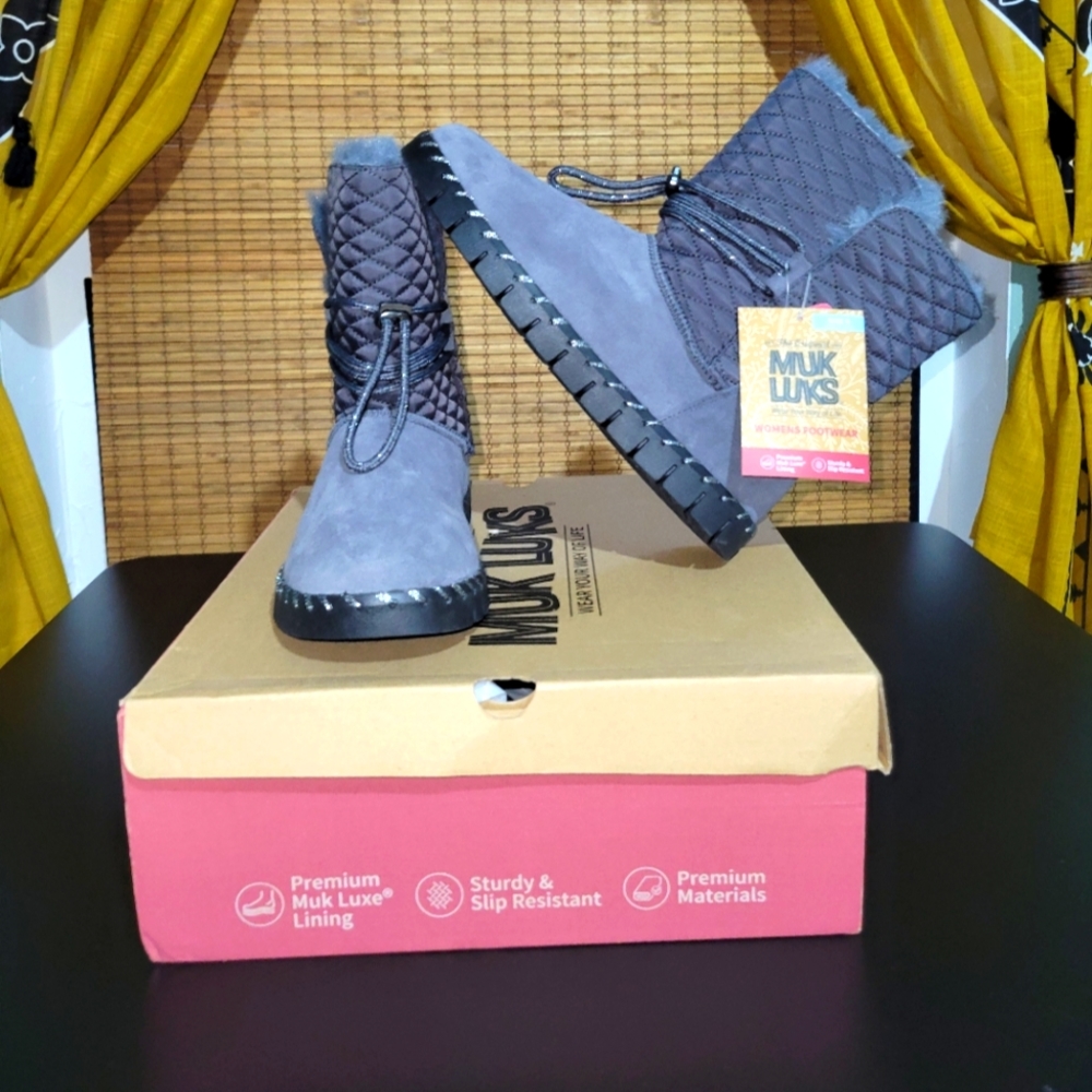 MUK LUK BOOTS gray and black
